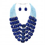 Two Toned Blue Faceted Multi Layered Pebbles Necklace